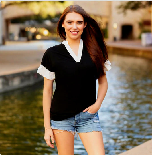 Black/White Shimmery Top