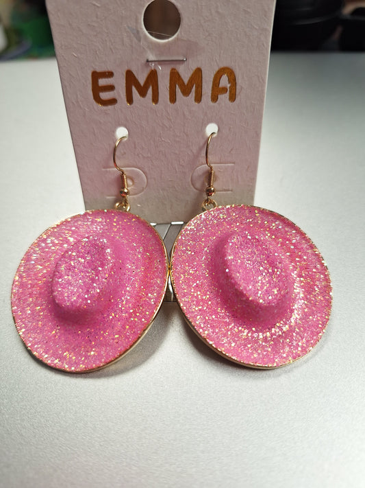 Glitter Cowgirl Hat Earrings