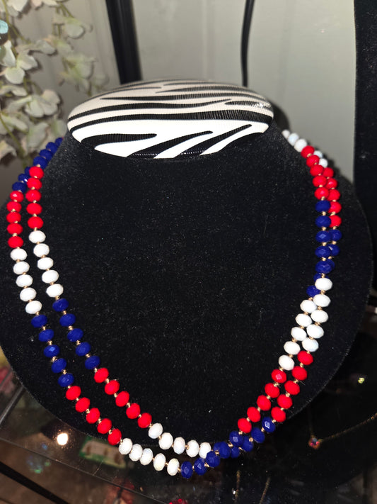 Red White Blue Bead Necklace
