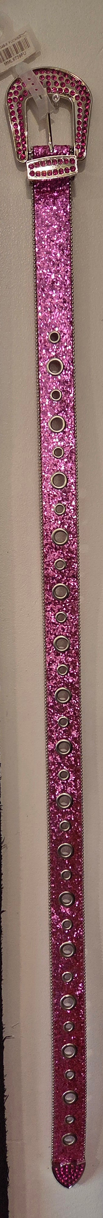 Glitter Grommet Pink Belt