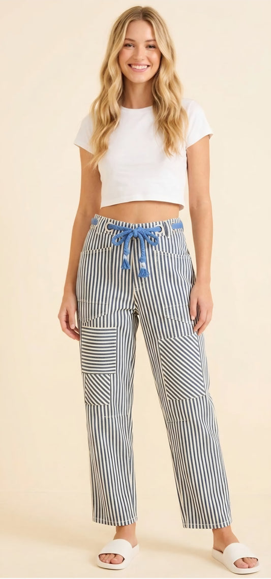 Blue Striped Utility Pants