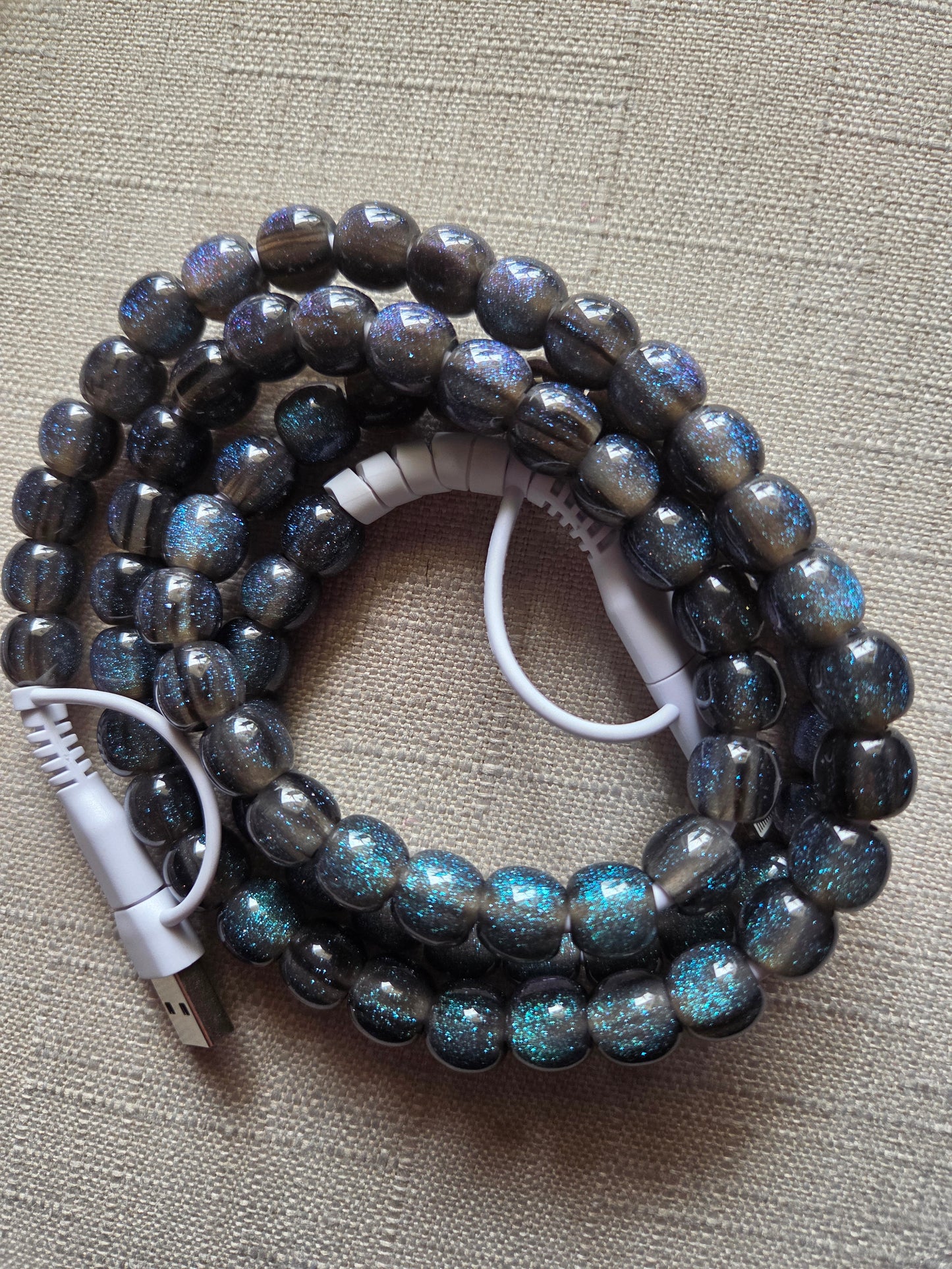 Black Glitter 4 Way Charging Cord