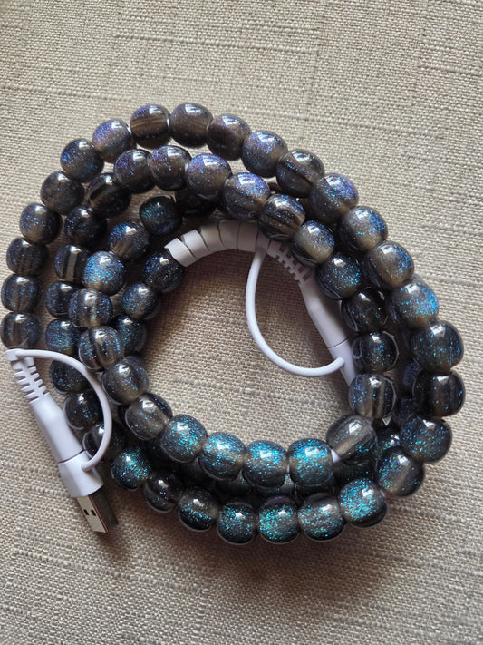 Black Glitter 4 Way Charging Cord