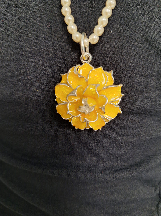 Yellow Flower on Pearls