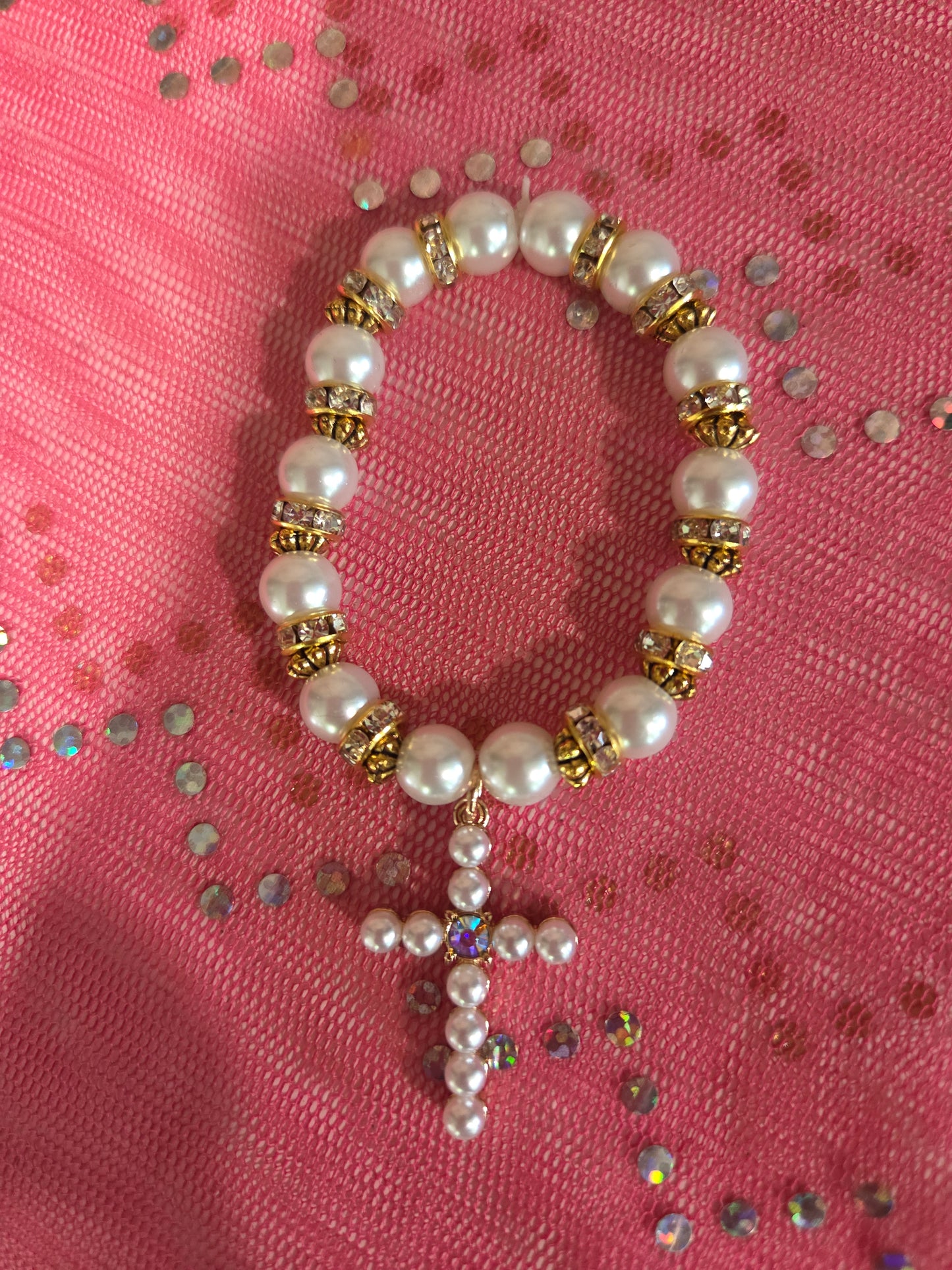 Pearl Bracelet with Cross