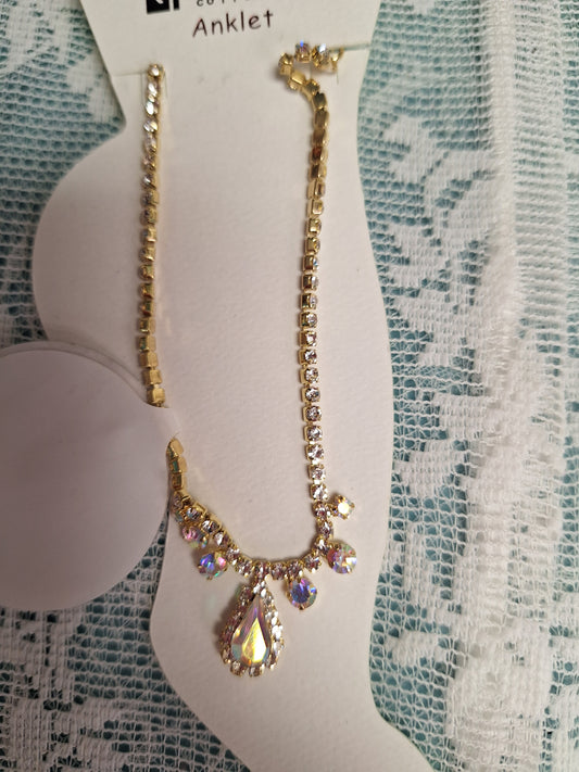 Irid Stones Gold Setting Anklet