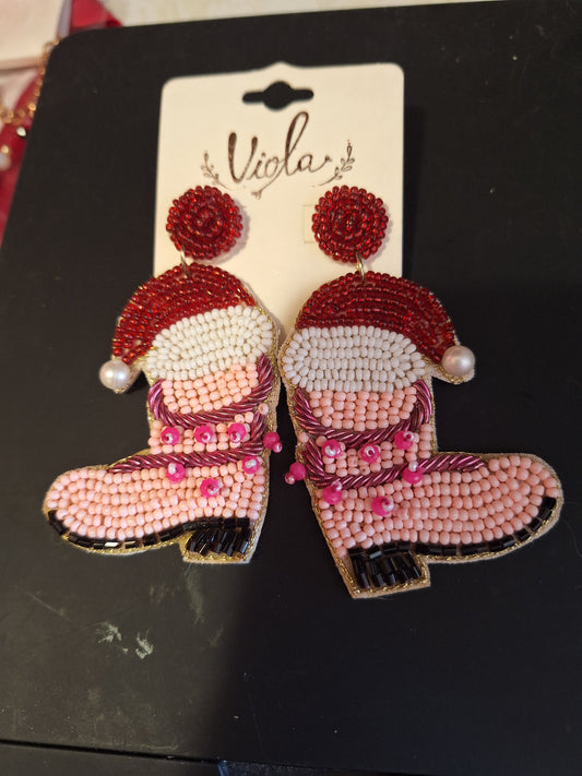 Seed Bead Christmas Boots