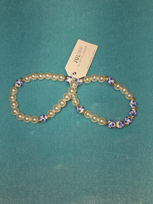 Blue Flower Bracelet Set
