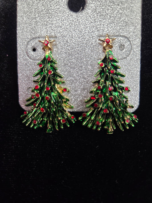 Green Tree Earrings