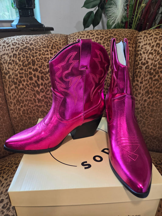 Pink Metallic Booties